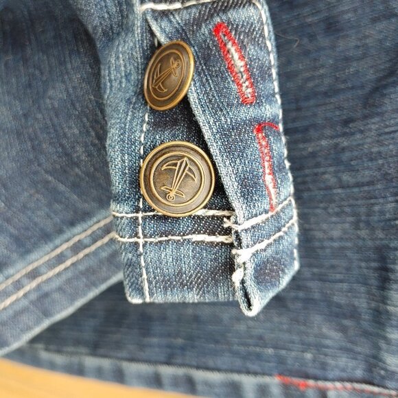 G Denim Nautical Capris Anchor Button Hardware and Striped Piping Size 9 - Picture 4 of 7